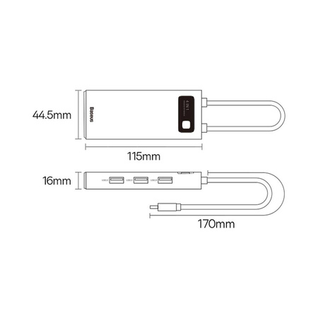 Stacja dokująca HUB Baseus Metal Gleam Series 4 w 1 USB Typ C - 4 x USB 3.2 Gen. 1 (WKWG070013)
