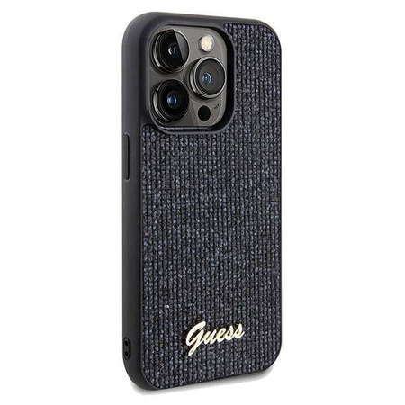 Guess nakładka do iPhone 14 Pro 6,1&quot; GUHCP14LPMSDGSK HC PU DISCO SCRIPT METAL czarna