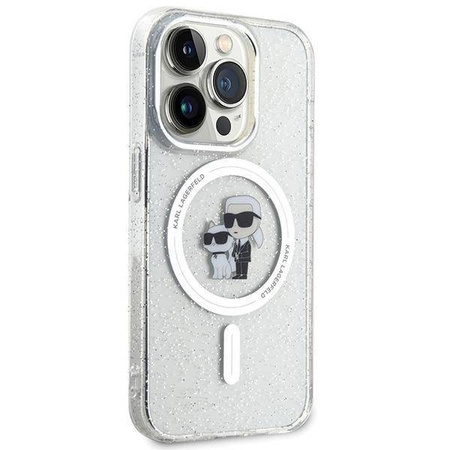Karl Lagerfeld Karl&amp;Choupette Glitter MagSafe case for iPhone 15 Pro - transparent