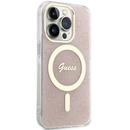 Oryginalne Etui GUESS hardcase IML 4G MagSafe GUHMP15LH4STP do Iphone 15 Pro różowy