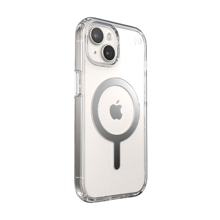 Speck Presidio Perfect-Clear MagSafe - Etui iPhone 15 / iPhone 14 / iPhone 13 (Clear / Chrome Finish / Serene Silver)