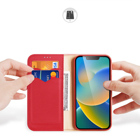 Dux Ducis Hivo echt Leder booktype case schutzhülle aufklappbare hülle für iPhone 14 Plus rot