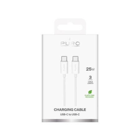 Kabel Puro TPE 25W USB-C - USB-C 3m - biały