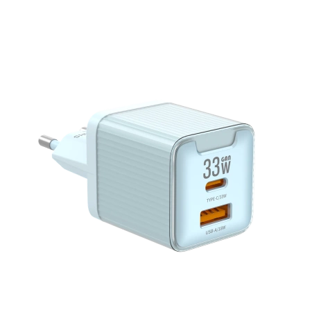 JELLICO Netz-Ladegerät EU55 GaN PD 33W 1xUSB-C + 1xUSB QC3.0 blau
