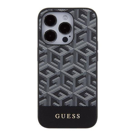 Guess nakładka do iPhone 15 Pro 6,1&quot; GUHMP15LHGCFSEK HC MAGSAFE GCUBE PU STRIPE czarna