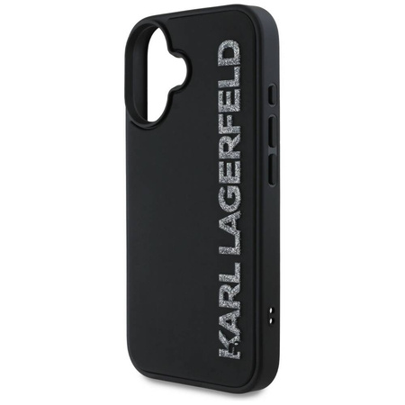 KARL LAGERFELD futerał do IPHONE 16 KLHCP16SRBKGVCK (3D Rubber Elongated Glitter) czarny