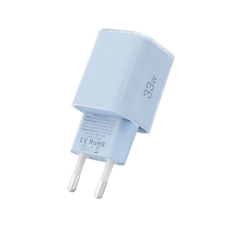 TECH-PROTECT NCM33W 2-PORT NETWORK CHARGER PD33W/QC3.0 BABY BLUE