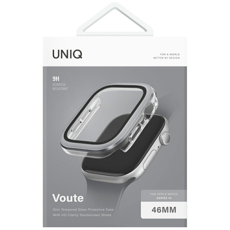Etui UNIQ Voute do Apple Watch Series 10 46mm szkło hartowane srebrny