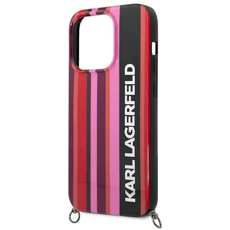 Karl Lagerfeld KLHCP14XSTSTP iPhone 14 Pro Max 6,7" hardcase różowy/pink Color Stripes Strap
