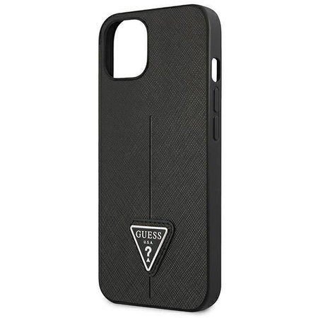 Original Case IPHONE 14 PLUS Guess Hardcase Saffianotriangle Logo (GUHCP14MPSATLK) black