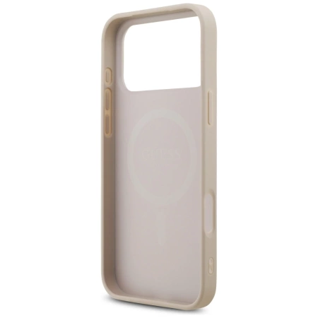 Etui Guess Leather 4G Triangle Strass MagSafe na iPhone 17 Pro Max - różowe