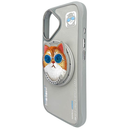 Etui Nimmy Glasses Cool Cat MagSafe do    iPhone 16 szary