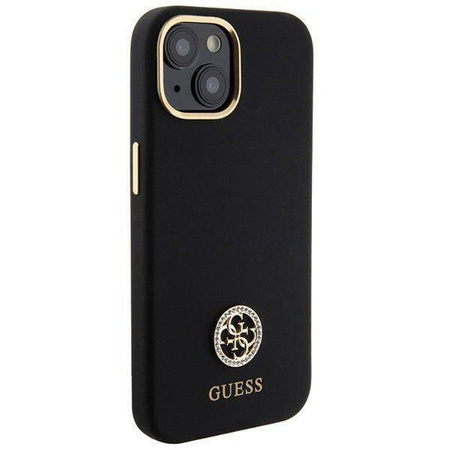 Oryginalne Etui APPLE IPHONE 15 Guess Hardcase Silicone Logo Strass 4G (GUHCP15SM4DGPK) czarne