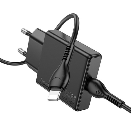 Ładowarka sieciowa do telefonu Hoco Slim USB C QC PD 30W + kabel USB C do Lightning N37 czarna