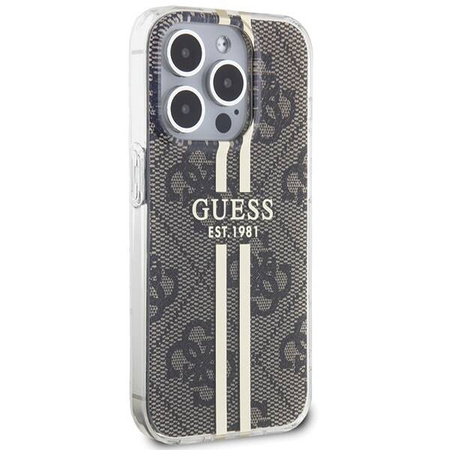 Oryginalne Etui GUESS Hardcase GUHCP15MH4PSEGW do iPhone 15 Pro (4G Gold  Stripe / brązowy)