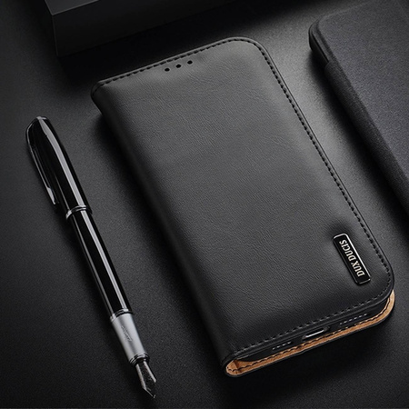 Dux Ducis Hivo echt Leder booktype case schutzhülle aufklappbare hülle für iPhone 14 Pro Max schwarz