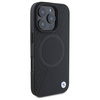 Original Handyhülle IPHONE 16 PRO MAX BMW Hardcase Signature Leather Half Textured & Circle MagSafe (BMHMP16X23RTPK) schwarz