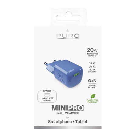 Puro 20W GaN USB-C Wall Charger - Blue