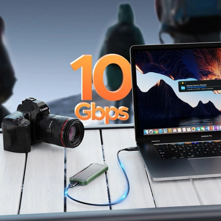 Przenośna kieszeń dyskowa M.2 NVMe/SATA SSD USB-C 3.2 - szaro-zielona