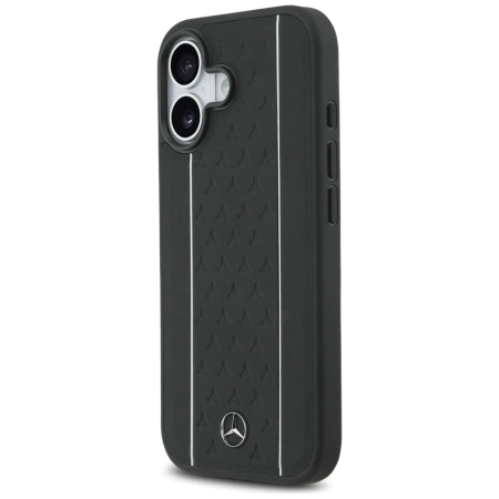 Mercedes Leather Star Pattern Stripes MagSafe case for iPhone 17 - black