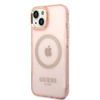 Guess Gold Outline Translucent MagSafe - Etui iPhone 14 Plus (różowy)