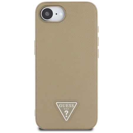 Guess Grained Triangle MagSafe iPhone 16e Hülle - Braun
