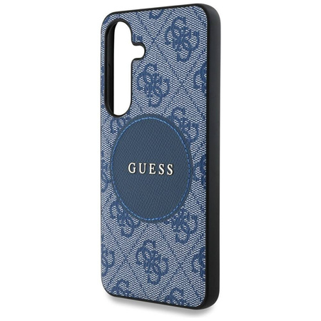 Etui Guess 4G Round Patch Classic Logo MagSafe do Samsung Galaxy S25 niebieski