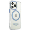 Oryginalne Etui IPHONE 13 PRO Guess Hard Case Metal Outline Magsafe (GUHMP13LHTRMB) niebieskie