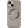 Guess IML Flowers Wreath MagSafe Hülle für iPhone 15 / 14 / 13 – Schwarz