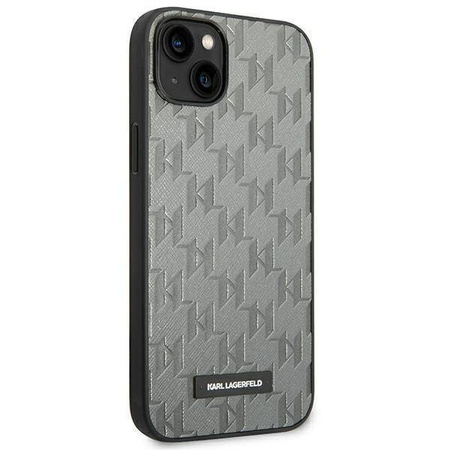 Oryginalne Etui IPHONE 14 PLUS Karl Lagerfeld Hardcase Saffiano Mono Metal Logo (KLHCP14MSAKLHPG) szare