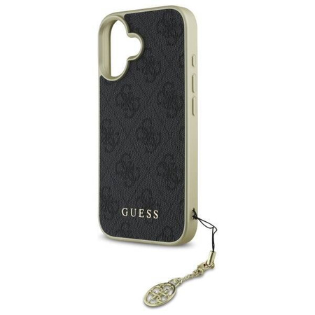Original Handyhülle IPHONE 16 PLUS Guess Hardcase 4G Charms Collection (GUHCP16MGF4GGR) schwarz