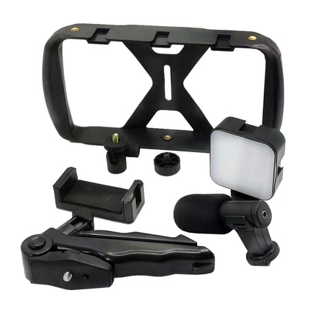 Zestaw / uchwyt selfie z pilotem na bluetooth tripod do transmisji na żywo z lampą LED, mikrofonem, pilotem TL-49T