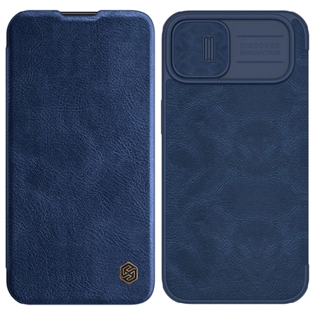 Nillkin Qin Leather Pro Case iPhone 14 Plus Camera Cover Holster Cover Flip Case Blue