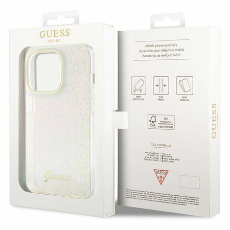 Etui Guess IML Faceted Mirror Disco Iridescent do iPhone 15 Pro Max - różowe