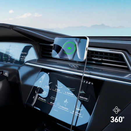 Smartphone-Halterung mit induktivem Ladegerät SBS TESUPFANWIR15W 15W für Lüftungsschlitze, mit Kühlung – Schwarz