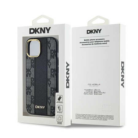 DKNY DKHMP15MPCPVSLK iPhone 15 Plus / 14 Plus 6.7" czarny/black hardcase Leather Checkered Mono Pattern MagSafe