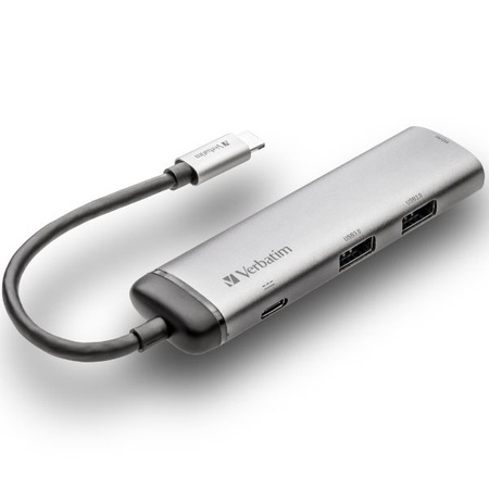 Verbatim Adapter Hub USB-C - USB-C/ 2xUSB-A 3.0/HDMI aluminium/aluminum 49140
