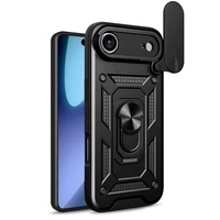 Etui Hybrid Armor Camshield na iPhone 17 Air pancerne z podstawką i osłoną aparatu - czarne