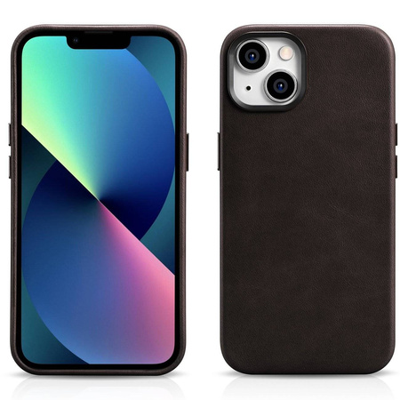 iCarer Case Leather genuine leather case for iPhone 14 braun (WMI14220701-BN) (MagSafe compatible)