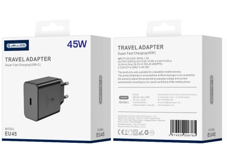 JELLICO wall charger EU45 GaN PD 45W 1xUSB-C Black