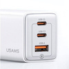 Ładowarka Sieciowa USAMS 2xUSB-C+1xUSB 65W (only head) GaN PD3.0 +QC3.0 Fast Charging biały/white Sandru Series CC180TC02 (US-CC180)