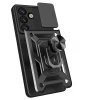 Hybrid Armor Camshield Case mit Ständer und Kameraabdeckung für Google Pixel 9 Pro XL 5G / 10 Pro XL 5G - Schwarz