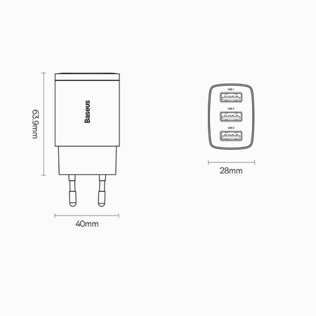 Baseus Compact Ladegerät 3x USB 17W schwarz (CCXJ020101)