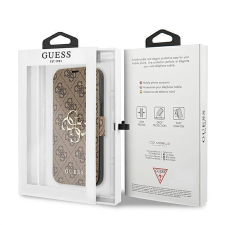Guess etui do iPhone 13 Pro / 13 6,1" GUBKP13L4GMGBR brązowy book case 4G Big Metal Logo