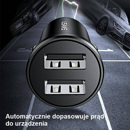 Ładowarka Samochodowa 2.4A 2x USB Usams Mini CC114TC01 (US-CC114) czarna