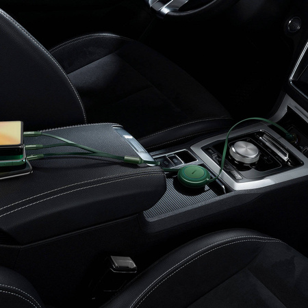Baseus Bright Mirror 2 retractable cable 3in1 USB Type A - micro USB + Lightning + USB Type C 66W 1.1m green (CAMJ010106)