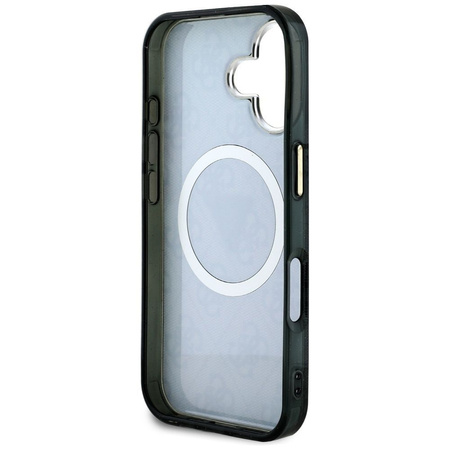 GUESS futerał do IPHONE 16 kompatybilny z MagSafe GUHMP16SHG4PRTGK (IML Metal Glitter 4G Circle Triangle) czarny