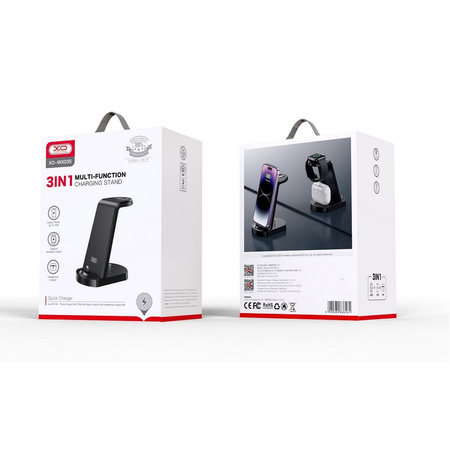XO podstawka ładująca WX035 ze złączem Lightning 15W czarna 3w1