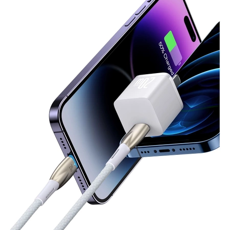 Kabel der Baseus Glimmer-Serie mit Schnellladefunktion USB-C - Lightning 480 Mb/s PD 20 W 1 m weiß