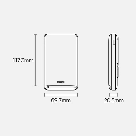 Baseus Magnetic Bracket powerbank z bezprzewodowym ładowaniem MagSafe 10000mAh 20W Overseas Edition biały (PPCX000202) + kabel USB Typ C Baseus Xiaobai Series 60W 0,5m